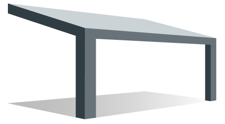 Pergola addossata con tetto inclinato